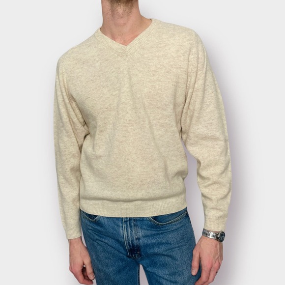 Preswick & Moore Heathered Light‎ Tan Wool Sweater - Picture 2 of 5